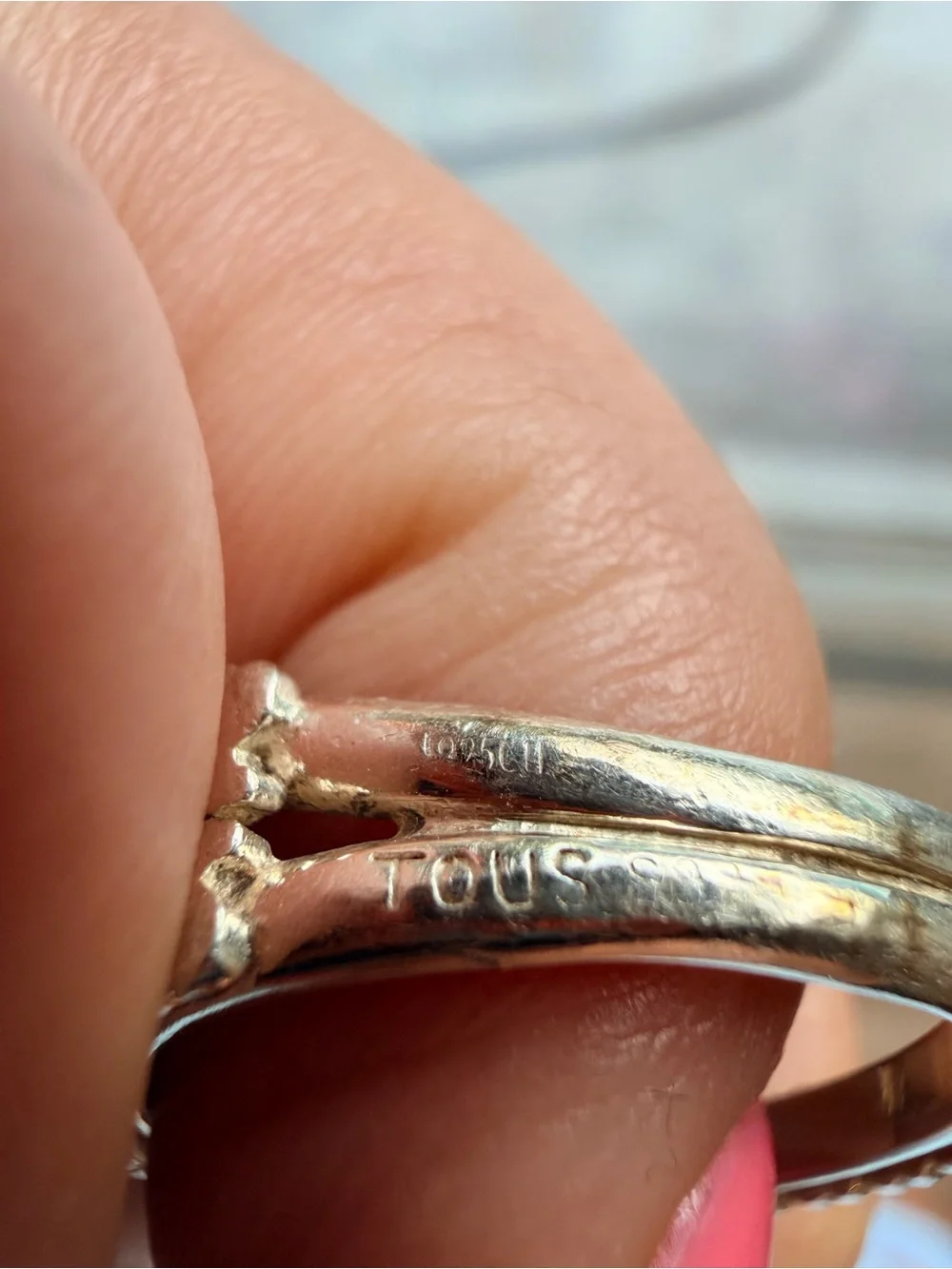 Tous Silver Ring with White Pearl Accent